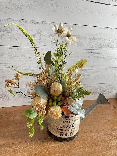 ‘All you need is Love’ Watering Can Arrangement - Lavender Blue Floral